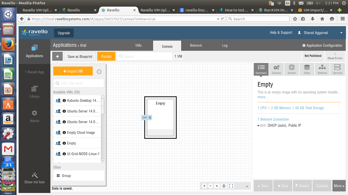 creating empty vm