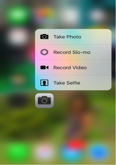 Camera Home Screen Quick Action