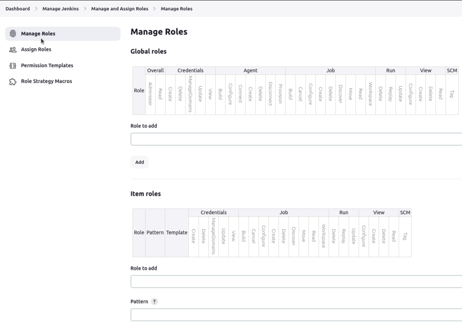 ManageRoles View page