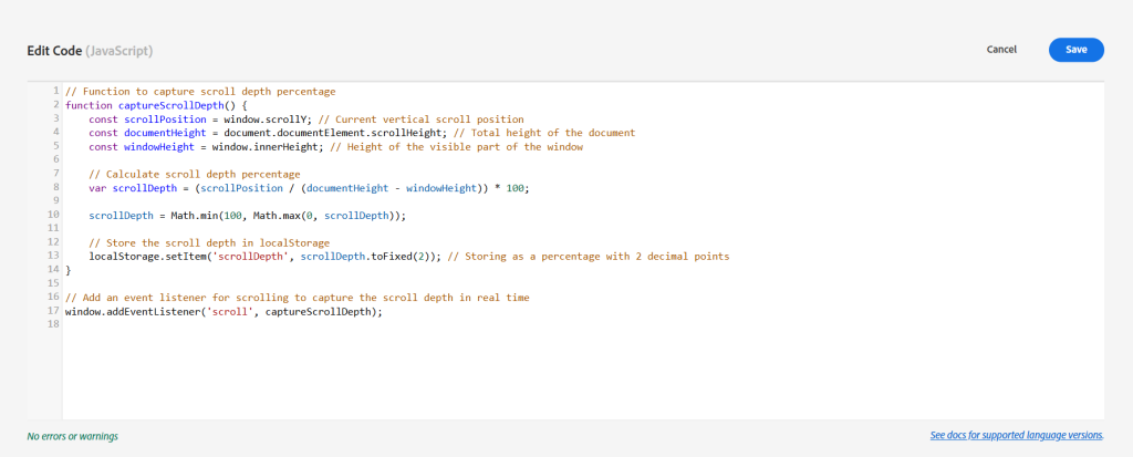 "Core - Scroll Tracker Custom Code"