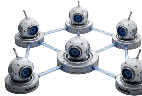conceptual illustration of a multi-agent AI system
